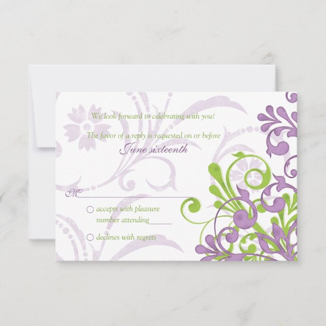 Lila-grün-weiß-Abstrakt-Blumenzwiebeln rsvp (Vorderseite)