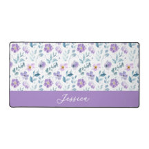 Lila Grüne Aquarell-Wildblumen-Monogramm-Name