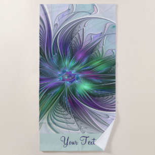 Lila grüne Blume Abstrakt Art Fraktal Name Strandtuch