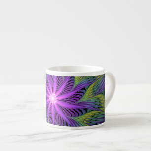 Lila Grüne Blume Moderne Abstrakte Fractal-Kunst Espressotasse