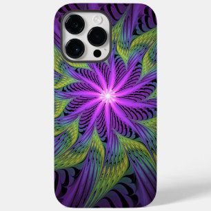 Lila grüne Blume Moderne Abstrakte Fraktal Kunst Case-Mate iPhone 14 Pro Max Hülle
