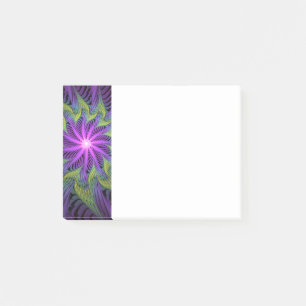 Lila Grüne Blume Moderne Abstrakte Fraktal Kunst Post-it Klebezettel