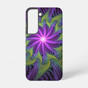 Lila grüne Blume Moderne Abstrakte Fraktal Kunst Samsung Galaxy Hülle