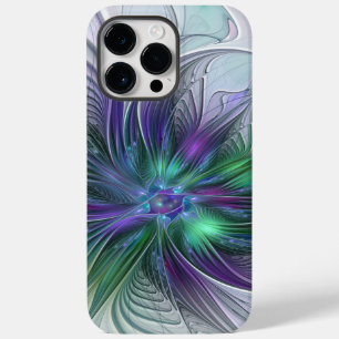 Lila Grüne Blume Moderne Abstrakte Kunst Fraktal Case-Mate iPhone 14 Pro Max Hülle