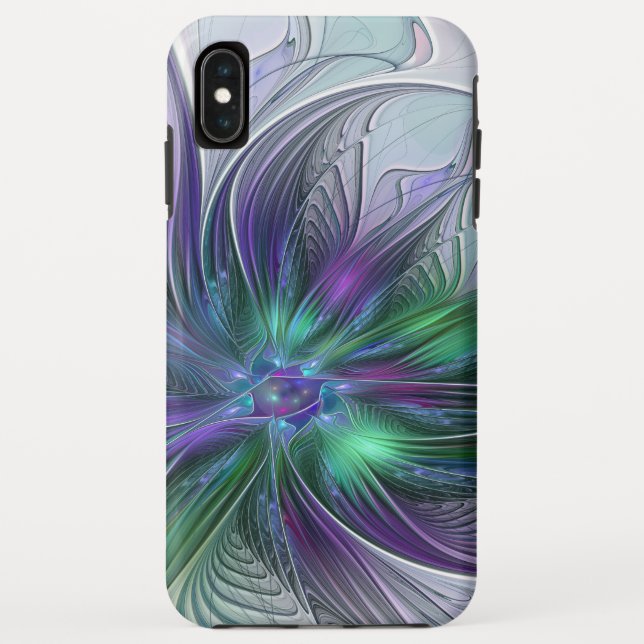 Lila grüne Blume Moderne Abstrakte Kunst Fraktal Case-Mate iPhone Hülle (Rückseite)