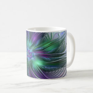 Lila Grüne Blume Moderne Abstrakte Kunst Fraktal Kaffeetasse