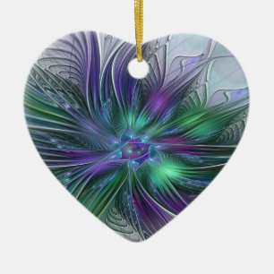Lila grüne Blume Moderne Abstrakte Kunst Fraktal Keramik Ornament