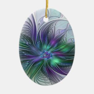 Lila grüne Blume Moderne Abstrakte Kunst Fraktal Keramik Ornament
