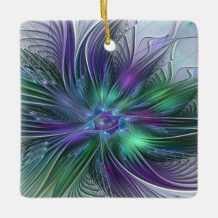 Lila Grüne Blume Moderne Abstrakte Kunst Fraktal Keramikornament