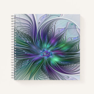 Lila grüne Blume Moderne Abstrakte Kunst Fraktal Notizbuch