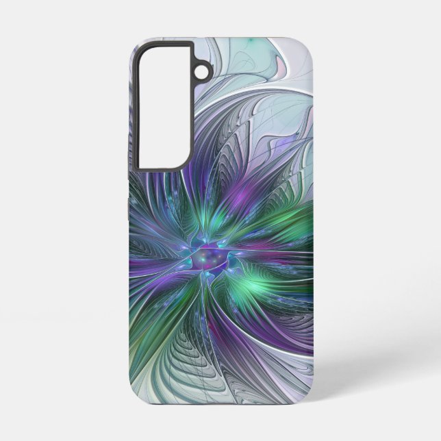 Lila grüne Blume Moderne Abstrakte Kunst Fraktal Samsung Galaxy Hülle (Rückseite)