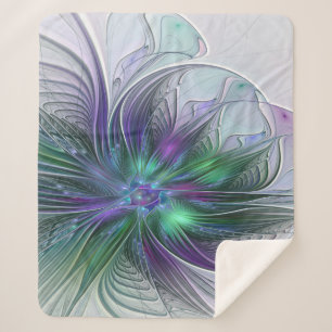 Lila Grüne Blume Moderne Abstrakte Kunst Fraktal Sherpadecke