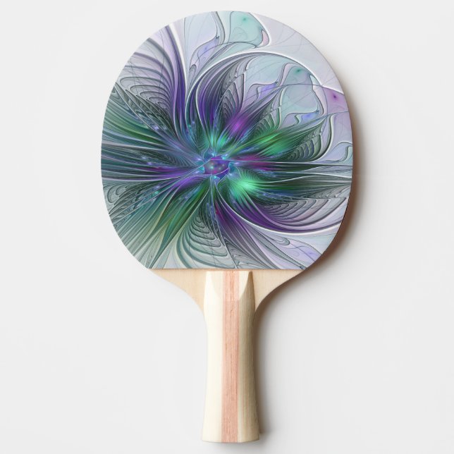 Lila grüne Blume Moderne Abstrakte Kunst Fraktal Tischtennis Schläger (Vorderseite)
