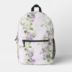 Lila Grüne Floral Bedruckter Rucksack