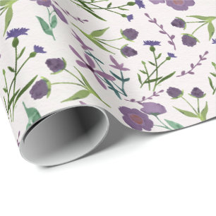 Lila-grüne floral Wasserfarben-Geschenk für sie Geschenkpapier