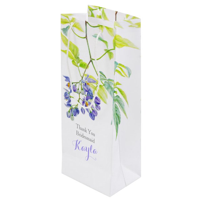 Lila Grüne Gastgeschenk Hochzeit Geschenktasche Geschenktüte Für Weinflaschen (Rückseite Schrägansicht)