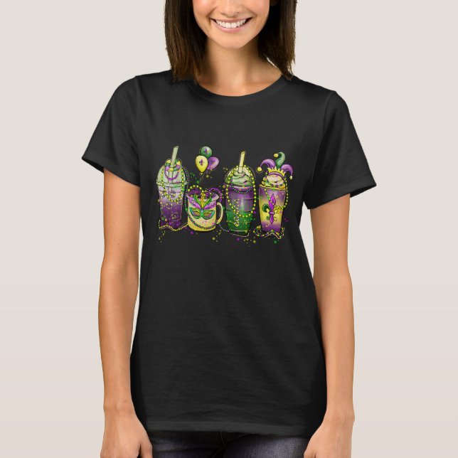 LILA GRÜNE GOLD MARDI GRAS GETRÄNKE T-Shirt (Vorderseite)