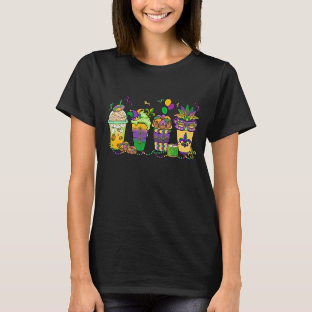 LILA GRÜNE GOLD MARDI GRAS GETRÄNKE T-Shirt (Vorderseite)