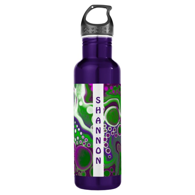 Lila, grüne Kunstmarmor Personalisiert Edelstahlflasche (Vorderseite)