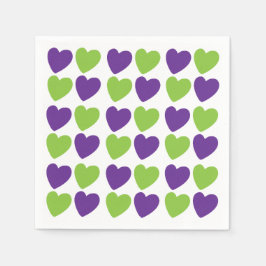 Lila grüne Liebe Herz Party Serviette