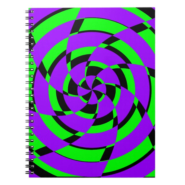 Lila grüne Psychedelic Swirl Moderne Kunst Notizblock (Vorderseite)