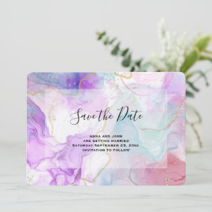 Lila, grüne, rosa Blütenfarben Elegante Hochzeit Save The Date