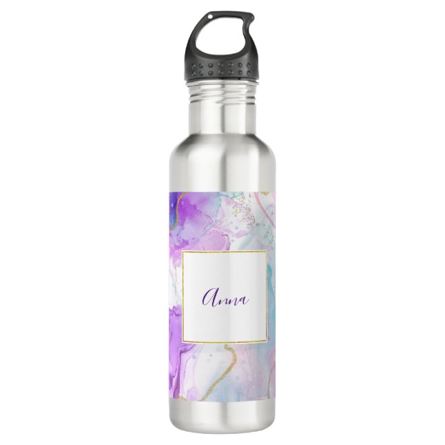 Lila, grüne, rosafarbene Farben Elegant Edelstahlflasche (Vorderseite)