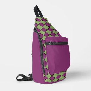 Lila Grüne Schachbrett-Diamant-Muster Crossbody Bag
