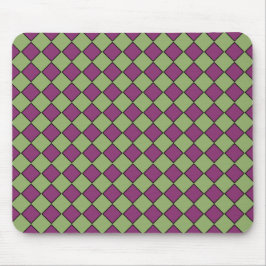 Lila Grüne Schachbrett-Diamant-Muster Mousepad