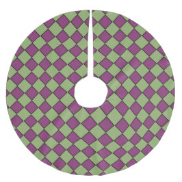 Lila Grüne Schachbrett Diamantmuster Polyester Weihnachtsbaumdecke
