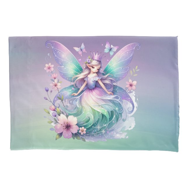 Lila Grüne Schmetterlingsmädchen Kissenbezug (Vorderseite)