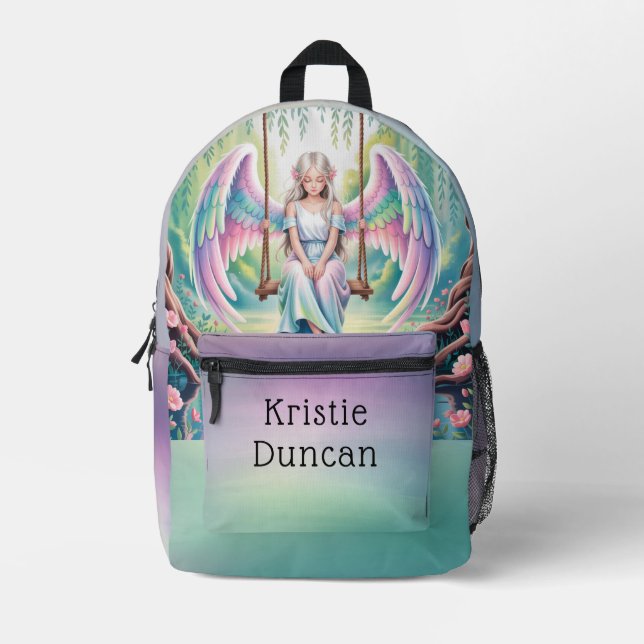 Lila Grüne Schmetterlingsmarine Bedruckter Rucksack (Vorderseite)