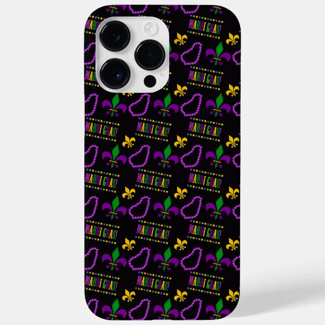 LILA GRÜNE SCHWARZE GELBE MARDI GRAS BEADS Case-Mate iPhone 14 PRO MAX HÜLLE (Rückseite)