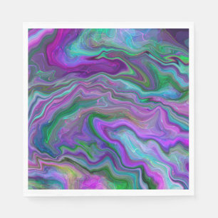 Lila, grüne und blaue Fluid Art Marmor Serviette