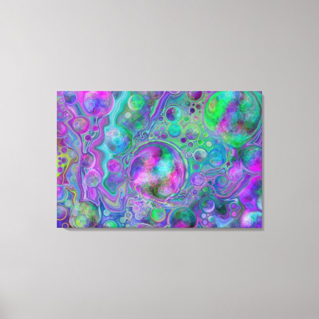 Lila, grüne und blaue Marmor Bokeh Fluid Art Leinwanddruck (Vorderseite)