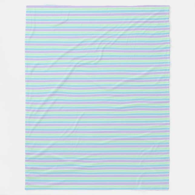 Lila grüne und blaue Pastellstreifen Fleecedecke (Vorderseite)