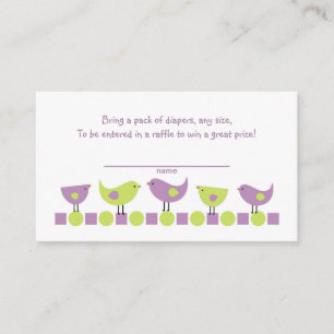 Lila grüne Vogelschutzkarten - Windeln Begleitkarte