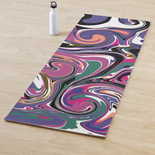 Lila, grüne, weiße, rosa Marmorkronen Wirbel Fluid Yogamatte (Beispiel)
