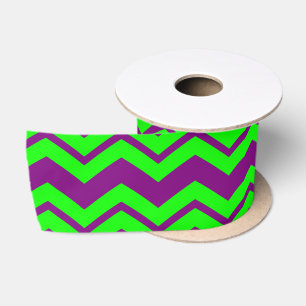 Lila Grüner Chevron-Zickzack-Design  Satinband