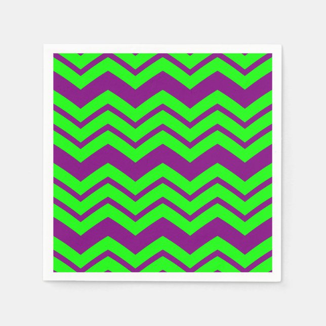 Lila Grüner Chevron-Zickzack-Design  Serviette (Vorderseite)