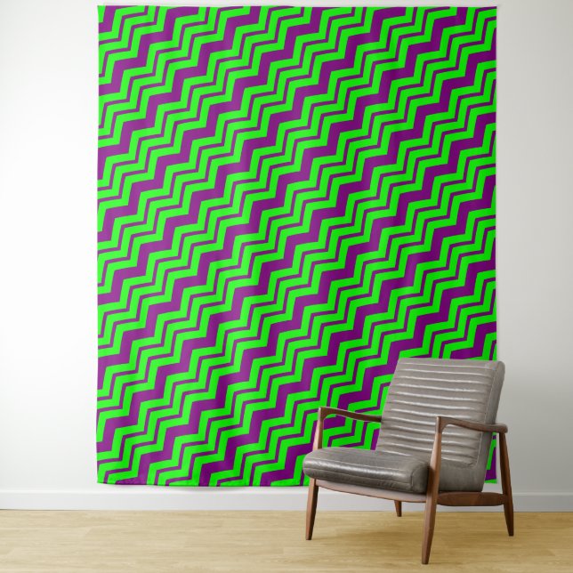 Lila Grüner Chevron-Zickzack-Design  Wandteppich (Beispiel)