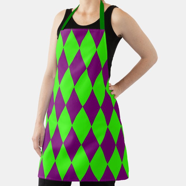 Lila Grüner Harlekin Karo-Design  Schürze (Von Creator hochgeladen)