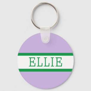 Lila, grüner Preppy-Personalisiert-Backpacker Schlüsselanhänger
