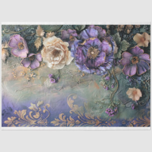 Lila Grüner Shabby Chic zerrissene Floral & Demask Seidenpapier