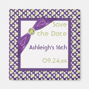 Lila, Grüner und Weiß-Save the Date Magnet