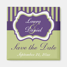 Lila, grüner, weißer Damast Speichern Sie das Datu Magnet