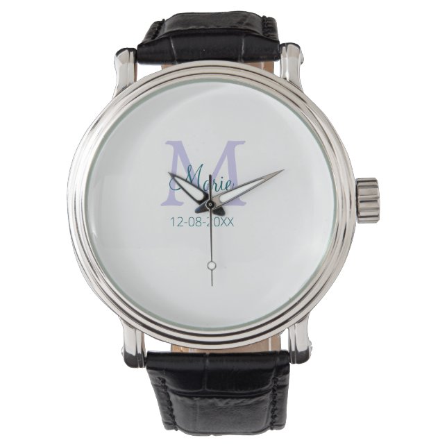 lila grünes Datum Armbanduhr (Vorderseite)