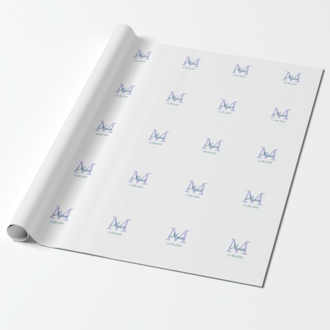 lila grünes Datum Geschenkpapier (Ungerollt)