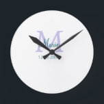 lila grünes Datum Runde Wanduhr<br><div class="desc">schönes Design</div>
