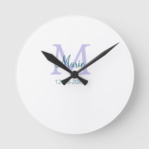 lila grünes Datum Runde Wanduhr